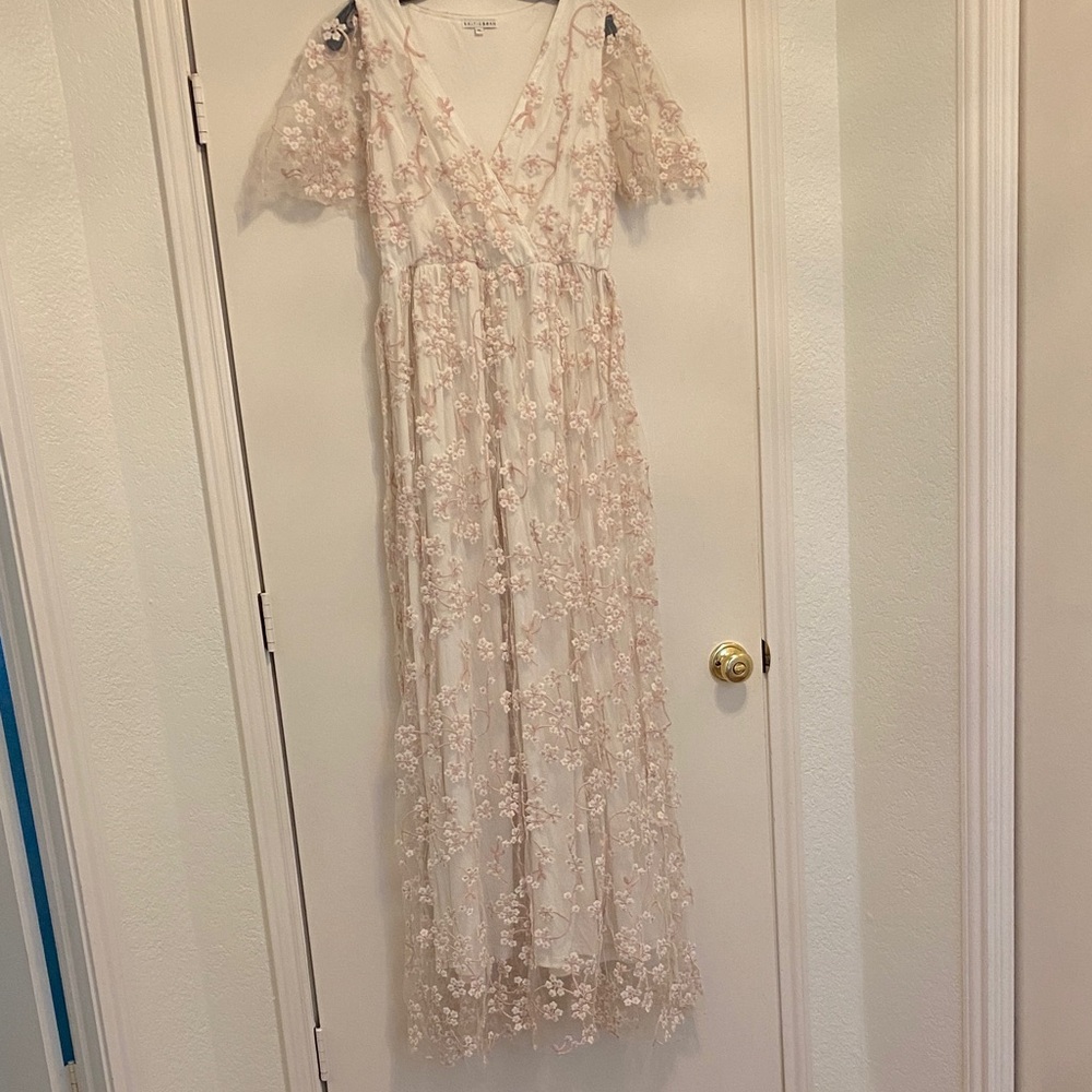 Baltic Born Cream Lace Embroidered Maxi Dress